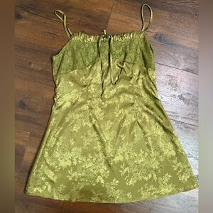 Cider Olive Green Lace Camisole Dress